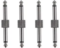 Rayzm Gitaarpedaal patch connector, gitaar effect pedaal connector voor gitaar pedaal boards, 6,35 mm (1/4 inch) stekker voor gitaarpedaal in plaats van patchkabel, 4-pack