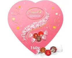 Lindt LINDOR Roze Hart gemengde Chocolade Bonbons 160 gram - Chocolade Cadeau - Premium cadeauverpakking - Kerstcadeau