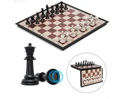 Woodley Magnetisch Schaakbord - Schaakspel met schaakstukken - Bordspellen - Spellen - Schaakset - Schaken - Inklapbaar - Makkelijk mee te nemen