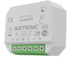 Module variateur LED WiFi – 0,5-250W – Variateur à impulsion – Coupure de phase ascendante et descendante – Va-et-vient – Application HOFTRONIC (Tuya) - Mini Puck Dimmer