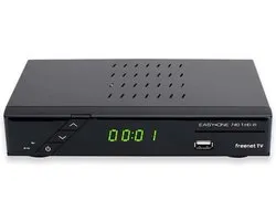 SET-ONE EasyOne 740 DVB-T2 Receiver voor digitale antenne-televisie, privé (freenet TV) en publiekrechtelijke zender met PVR-functie, Full-HD 1080p, HDMI, Hbb-TV, USB 2.0, camping, zwart