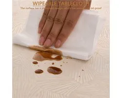 Waterproof Elastic Fitted Round Table Cloth - Oil Resistant - Oilcloth Tablecloth - Stain Resistant - Stretchy Table Protector - Home Coffee Restaurant Dining Picnic - 120cm Beige