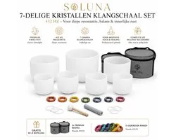 Soluna® Kristallen Klankschalen Set – 7-delig – 432 Hz Chakra Set – Premium Crystal Singing Bowls voor Meditatie, Yoga & Sound Healing 6-12 inch