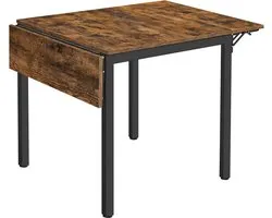 Table de salle à manger Homesy - Table de cuisine pliable pour 2 à 4 personnes - pour petits espaces - Marron Vintage-Noir Encre