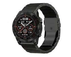 Bracelet Strap-it Titanium 'Hybrid' compatible avec Garmin Fenix 8 (Pro) 51 mm / Garmin Fenix 7X (Pro - Sapphire Solar) / Fenix 6X (Pro - Sapphire) / Fenix 5X (Plus) / Fenix 3 / Epix Pro (Gen 2 - 51 mm) / Enduro 1-2-3 - Zwart