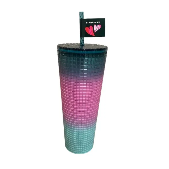 Starbucks 2024 Valentines Tri Color with Original Logo 24oz Tumbler with Straw