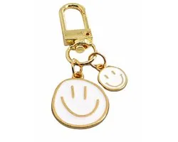 Sleutelhanger Smiley Face I Grappige Sleutelhouder I Ophangbaar Aan Sleutelbos Of Rits I 2-Delig I Wit