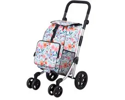 Packaway boodschappentrolley - 4 wielen - 60 liter - koelvak - verstelbaar handvat - Pastel Blossom