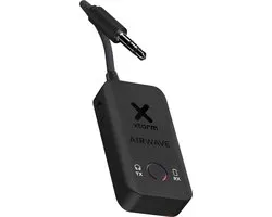 Xtorm AirWave – Bluetooth Transmitter 3.5 mm - Wireless Audio Adapter – Reizen – Vliegtuig – Geniet van In-Flight Entertainment met Draadloze Hoofdtelefoons – Koppel Twee Sets Draadloze Hoofdtelefoons voor Gedeeld Luisteren - Zwart