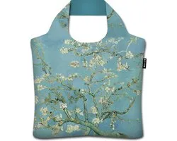 Ecozz Ecoshopper "Almond Blossom"- Vincent van Gogh – Duurzame Boodschappentas van 100% Gerecyclede Plastic Waterflessen – Opvouwbare Shopper met Ritssluiting – Draagvermogen tot 20 kg – Lichtgewicht – Trendy Design