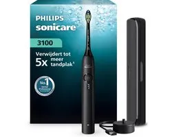 Philips Sonicare 3100 Series – Elektrische Tandenborstel – Zwart – Wittere tanden – Met reisetui – HX4033/32