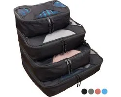 Volcan Packing Cubes - Koffer Organizer Set - Backpack en Koffer - 4 Delig - Travel Cubes - Zwart
