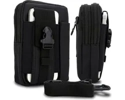Étui adapté pour Vodafone Smart ULTRA 6 en noir uni, étui tactique pour téléphone portable Molle EDC compatible, étui à bandoulière, étui de ceinture militaire