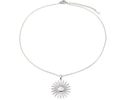 Collier - bijoux - collier - pendentif - accessoire - acier inoxydable - couleur argent - soleil - joyeux - cadeau - cadeau - fête - branché - intemporel - tendance - femme - dames - unisexe