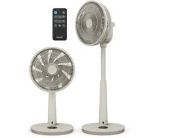 Duux Whisper 3 Statiefventilator - Zuinige Ventilator met 26 snelheden, Timer en Nachtmodus - In hoogte verstelbaar (73-95cm) - Horizontale + verticale oscillatie - Greige