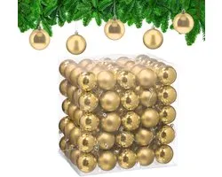 Lot de 100 boules de Noël - Ø 6 cm - brillantes - mates - plastique - dorées