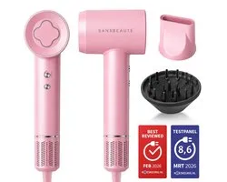 Sansbeauté® Föhn met Diffuser - Krullen - 110.000RPM - Ionische Haardroger met Borstel - 3 Standen - 3 Opzetstukken - Reisföhn - Sèche Cheveux - Krul Feun Set - Haarföhn met Defuser - Hair Blow Dryer - Kappersfohn - 2000W