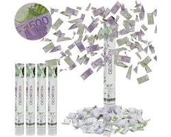 5x confetti kanon groot - party popper geld - 40 cm confetti popper - speelgeld
