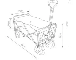 Bolderkar Stenlille strandkar 84x55x57 cm zwart pro.tec