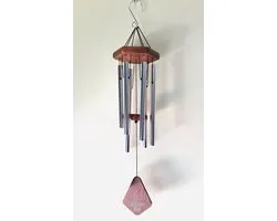 Nature's Melody Premiere Grande Tunes argent Carillon à vent / orgue à vent avec 6 tubes en acier argenté mat Le son du carillon à vent est accordé Environ 80 cm du crochet en S au battant inférieur.