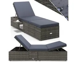 Casaria Lounger - Table Pliante Ajustable Polyrotin 200x85 - Anthracite