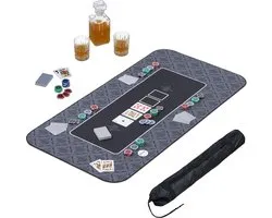 pokerkleed 120 x 60 cm - speelkleed voor Texas Hold'em - antislip pokermat - polyester - zwart