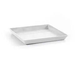 Ecopots Soucoupe Carrée - White Pure - 28 x H3 cm - Soucoupe carrée blanche avec réservoir d'eau