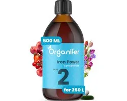 Engrais liquide pour la phase de floraison - 500 ml de concentré - (Pour 250 litres d'engrais) Iron Power phase 2 - Pour une qualité supérieure, plus de goût, des couleurs plus profondes, des fruits plus forts dans chaque culture - Organifer