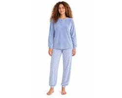 Cocodream - Dames Pyjama Velours - Winter - Blue Print - Maat S