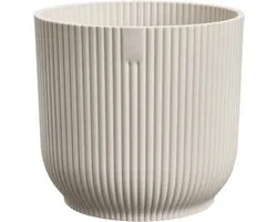 Elho Vibes Fold Rond 14 - Bloempot voor Binnen - 100% Gerecycled Plastic - Ø 14.1 x H 12.9 cm - Linen white