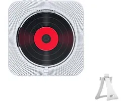 CD speler-Draagbare CD Speler met Bluetooth-HiFi Stereo Speakers -Oplaadbaar -Geschikt voor thuis- en kantoorgebruik- Muziekspeler met Trekschakelaar en Afstandsbediening - Wit