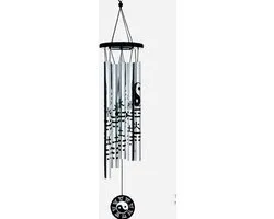 Windgong yin yang zilverkleurige Feng Shui Bagua vijf element S