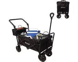 BRASQ Bolderkar Pliable Deluxe WC200 - 108L - Léger - Capacité de charge jusqu'à 100 kg - Comprend 2 sacs de rangement - Zwart