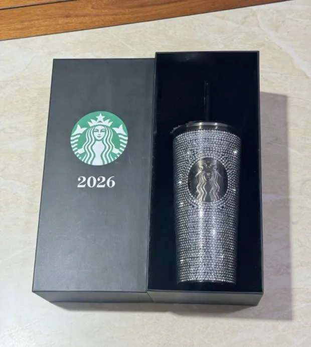 Starbucks 2026 Thai Black SS Rhinestone TOGO Cold Cups Diamond Tumbler 16oz New