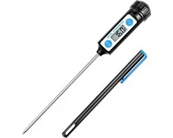 Kookthermometer - Lange Probeer Digitale Keuken Thermometers met LCD Display voor Voedsel - Vlees - Olie - Melk - Wijn - BBQ - Heet Water - Zwart