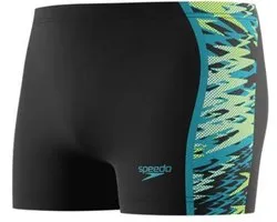 Speedo Hyperboom Splice Aquashort Heren - Chloorbestendige Zwemboxer Heren - Kleurvaste Strakke Zwembroek Heren - Sportzwembroek Heren met Trekkoord - Zwart/Groen - XXL