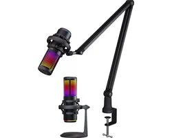 PREYON Osprey Scream - Gaming Microfoon - PC-Gaming Met Flexibele Arm - RBG - Gaming - Podcast - Streaming - Zwart