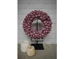 Couronne - Krans Ø 30 cm Coco fruit Mauve / zacht paarsroze - Krans coco fruit 30cm - Landelijk sober robuust.