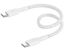 Belkin BOOST↑CHARGE Braided - USB-C naar USB-C Kabel - 0,15 Meter - 60W - Wit