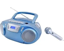 Soundmaster SCD5800BL - Boombox met FM-radio, cassettespeler, CD en externe microfoon, blauw