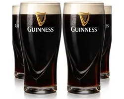 Set de 4 verres à bière Guinness de 500 ml - Verres à pinte classiques - Verre de qualité supérieure avec logo gravé - Cadeau bière idéal