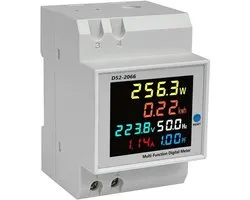 Appareil de mesure multifonctionnel sur rail DIN D52-2066, avec écran LCD couleur, affichage de la tension, de la puissance active, de la fréquence et de l'énergie électrique (40-300V courant alternatif).
