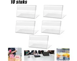 10 stuks Acryl visitekaarthouder - Transparante visitekaarthoude - Transparante Acryl Etikettenhouders Mini -Displayhouder voor goederentekens in thuiskantoren scholen en winkelcentra - 7x4cm