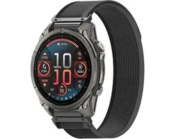 Strap-it Premium Nylon 'Trail' loop bandje geschikt voor Garmin Fenix 9 (Pro) 47mm - Fenix 8 (Pro-E-47mm) - Fenix 7 (Solar-Pro) - 6 (Solar-Pro) - Fenix 5 (Plus) / Forerunner 970 - 965 - 955 - 945 - 935 - 745 / Quatix 8 - 7 - 6 - 5 - Zwart/Grijs