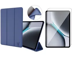 Hoes en Screenprotector geschikt voor Oppo Pad 3 Pro / OnePlus Pad 2 / OnePus Pad Pro 12.1 – Smart Cover met Tri-Fold Stand – Schokbestendig – Auto Wake/Sleep – TPU Backcase – Blauw