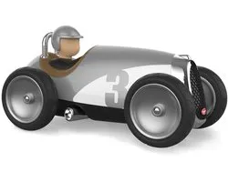 BAGHERA Speelgoedauto - Racing Car Zilver - Vintage - In Geschenkdoos - 1 Jaar