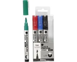 Creotime Glas- en Porseleinstift Dekkend Set Basis 4 stuks