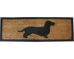 Esschert Design Paillasson caoutchouc / noix de coco avec teckel - 75 x 25 x 0,9 cm