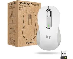Logitech Signature M650 for Business, Droitier, Optique, RF sans fil + Bluetooth, 4000 DPI, Blanc