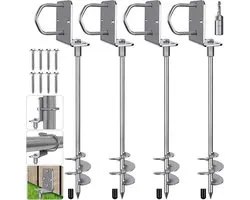 Insaga Multifunctionele grondankers, schroefbaar, bredere spiraalvormige aardankers, volledig gelaste ankers voor stacaravans voor trampolines, schommelsets, carports en meer, 45 cm (45 cm)